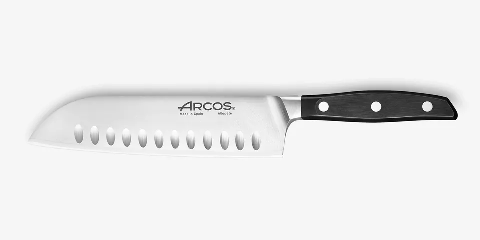 arcos-manhattan-coltello-santoku-180-mm-hoja-con-alveoli-filo-seda-artigianale-f image 1