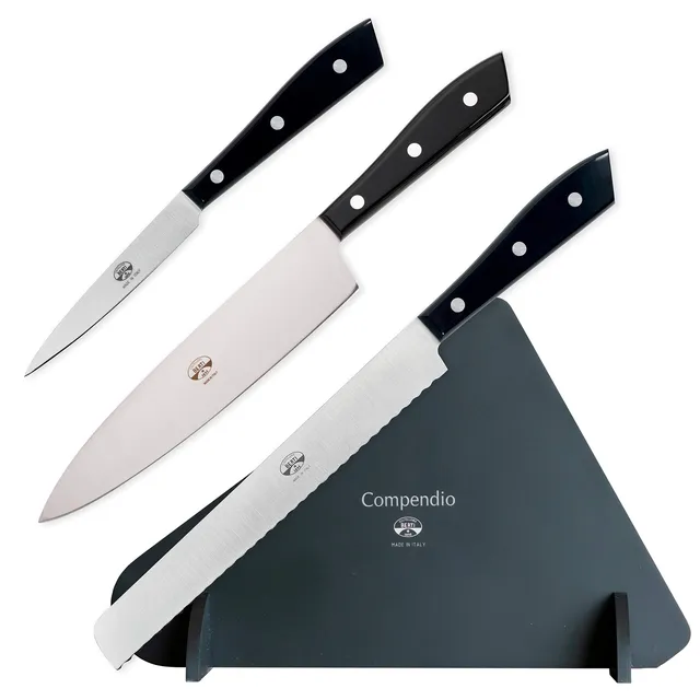 coltellerie-berti-1895-set-3-coltelli-da-cucina-professionali-con-ceppo-compendi image 1
