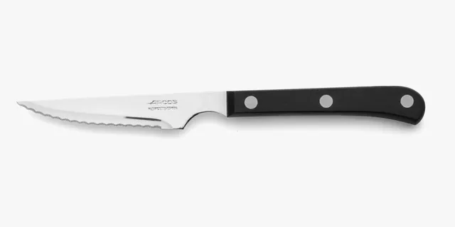 arcos-coltello-da-bistecca-seghettato-con-manico-nero-pom-lama-115-mm image 1