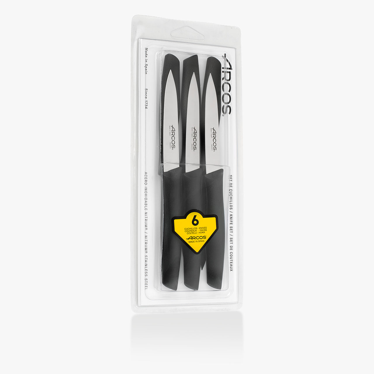 arcos-nova-set-6-coltelli-da-tavola-neri-lama-100-mm-made-in-spain image 3