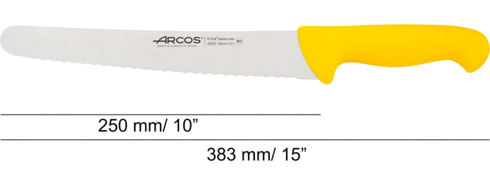 arcos-coltello-pasticcere-giallo-serie-2900-250-mm-lama-dentellata-nitrum-per-to image 3
