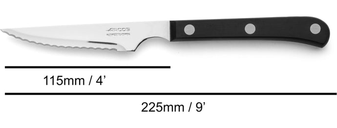 arcos-coltello-da-bistecca-seghettato-con-manico-nero-pom-lama-115-mm image 4