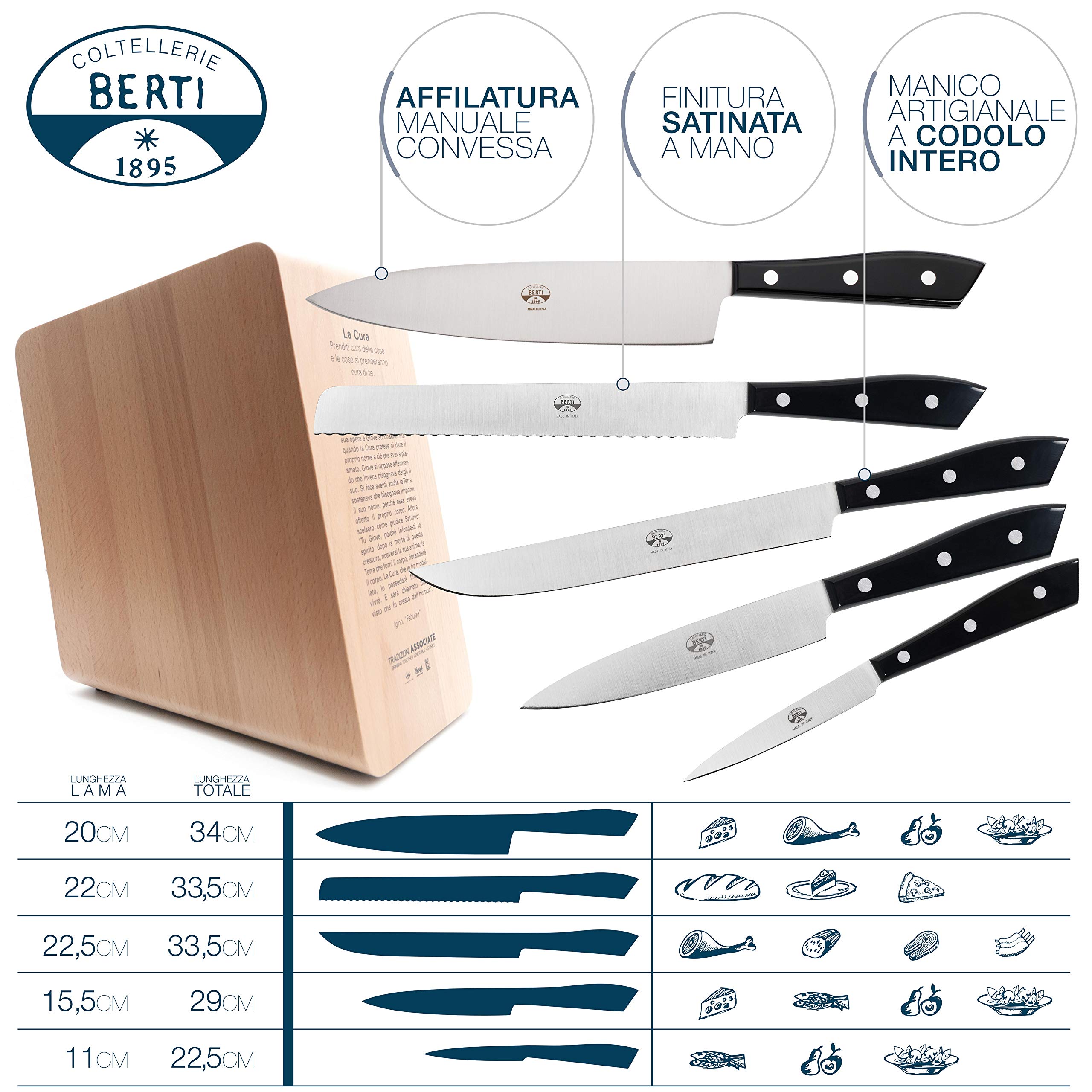 coltellerie-berti-1895-set-5-coltelli-da-cucina-professionali-con-ceppo-monobloc image 2